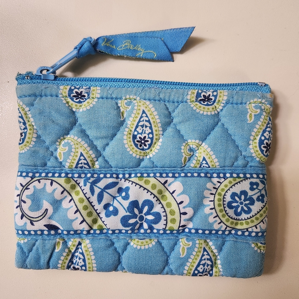 vera bradley bermuda paisley blue zip wallet